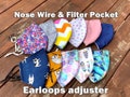 Handmade Cotton Face Mask: Adjustable Ear Loops, Filter Pocket
