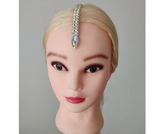 Rhinestone Ballroom Latin Dance Headpiece Hairpiece: AB Crystal Lace Applique for Hairstyle Accessories