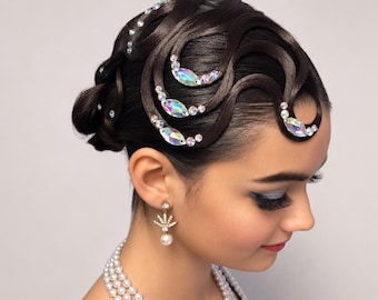 Haarstukje Ballroomsieraden Latin dans Haarjurk Accessoire Strass Danskostuum Competitiekapsel