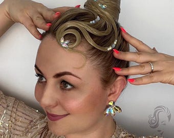 Chignon per capelli da ballo latino con strass: accessorio per capelli con cristalli AB per acconciature