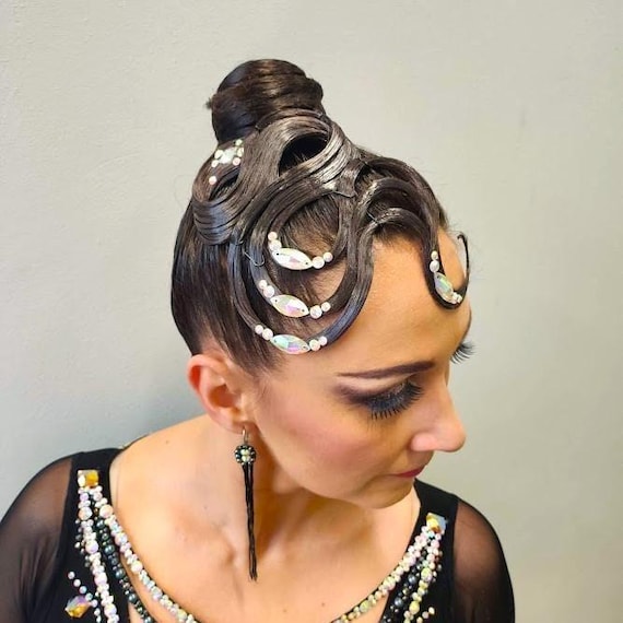 Fascia Per Capelli In Velluto Nero Con Strass A Cuore - Accessorio San Valentino Donna, Morbida E Elastica - 2