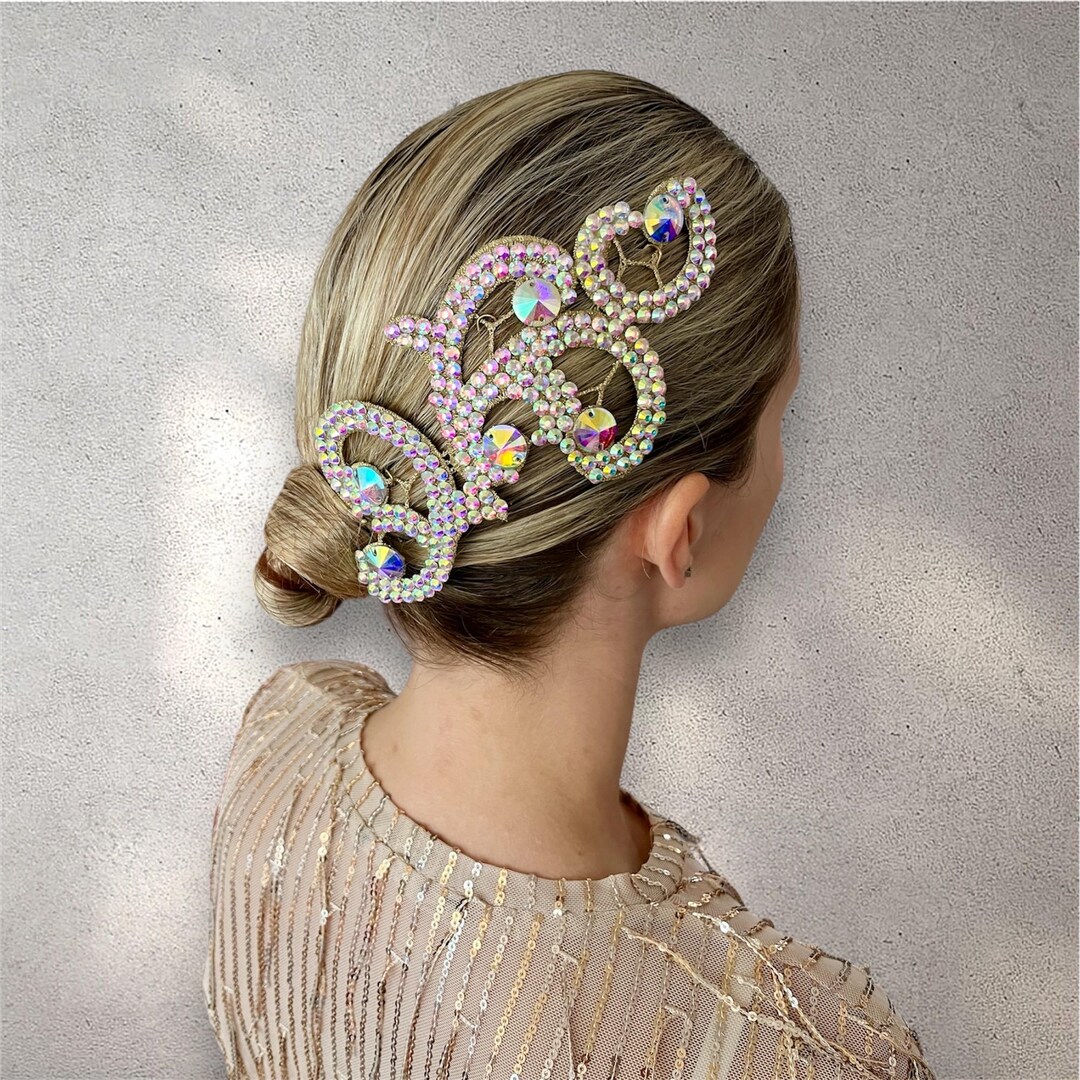 Rhinestone Ballroom Latin Dance Headpiece Hairpiece: AB Crystal