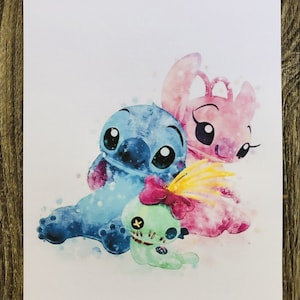 Lilo and Stitch Angel Ohana Watercolour Print DIGITAL DOWNLOAD