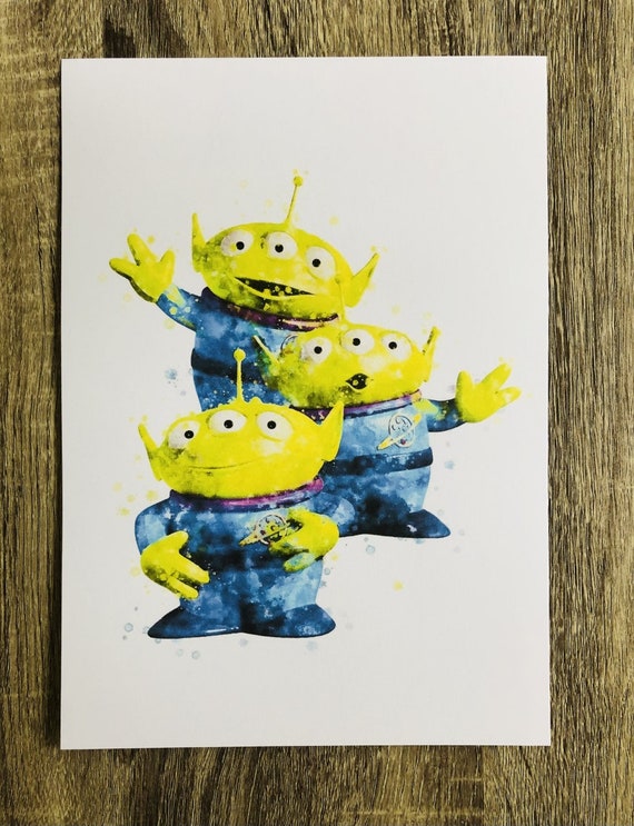 Toy Story Aliens Space Woody Buzz Lightyear Jessie Watercolour