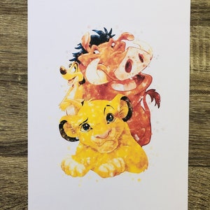 Lion King Hakuna Matata Simba Timon Pumbaa Pumba Friends Watercolour Print DIGITAL DOWNLOAD