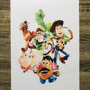Toy Story Group Woody Buzz Slinky Rex Bullseye Hamm Mr Potato Head Watercolour Print DIGITAL DOWNLOAD