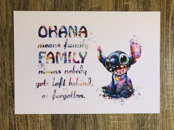Ohana Means Family - Inspired By Lilo And Stitch - Watercolored Poster Print Photo Quality - Made In USA - Disney Inspired - Home Art Print -Frame Not - Foto 9