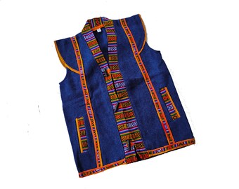 Dziecięca kamizelka z haftem Banjara: kurtka Vintage Tribal Zari