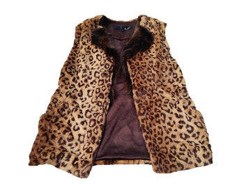 Vintage Leopard Print Vest, 90s Leopard Print Vest, Animal Print