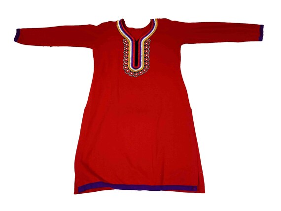 Vintage Banjara Dress: Multicolor Embroidered Afghan Tunic
