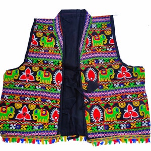 Vintage Banjara Embroidered Vest: Tribal Kutch Boho Jacket