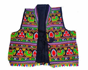 Chaleco bordado Banjara vintage: Chaqueta bohemia tribal de Kutch