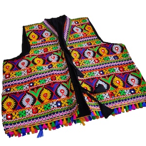 Vintage Banjara Embroidered Vest: Tribal Kutch Zari Jacket