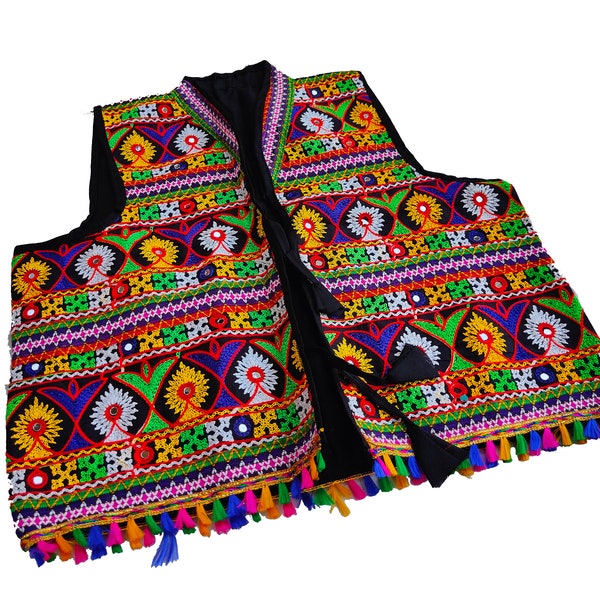 Banjara Rabari keriya Jacket,Gujarati zari Embroidery Jacket, Boho Gypsy,Banjara Waist coat,Vintage tribal,zari work Kutch bohemian Hippi