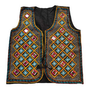 Vintage Banjara Embroidered Vest: Tribal Kutch Zari Boho Jacket