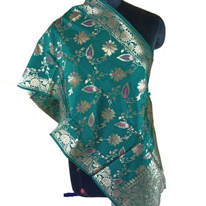Indian Banarasi Silk Dupatta: Jacquard Woven Scarf