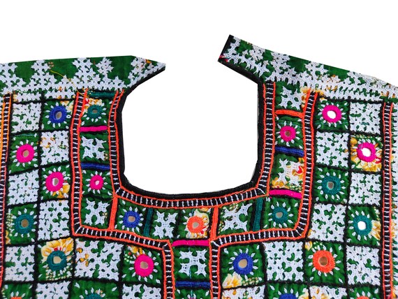 Banjara Yoke,afghani patch Mirror Work Hand Embro… - image 2