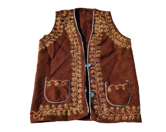 Dziecięca kamizelka z haftem Banjara: kurtka w stylu vintage tribal boho