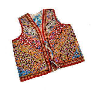 Vintage Banjara Embroidered Jacket: Tribal Kutch Boho Vest