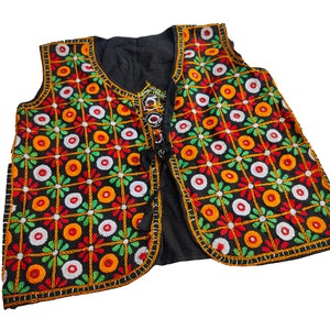 Vintage Banjara Embroidered Vest: Gujarati Zari Keriya Jacket