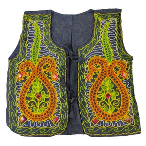 Vintage Banjara Embroidered Vest: Tribal Kutch Zari Jacket