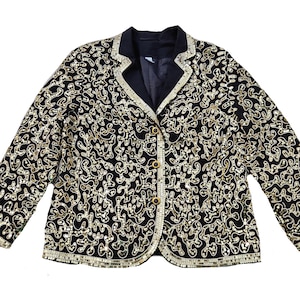 Vintage Zari Embroidered Banjara Jacket: Golden Sequin Boho Coat