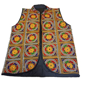 Vintage Banjara Embroidered Vest: Tribal Kutch Boho Jacket