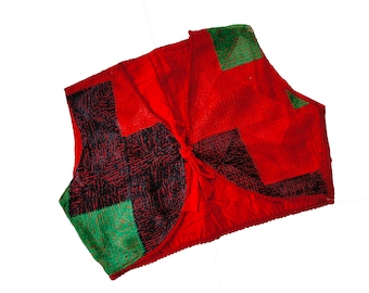 Kamizelka z haftem w stylu vintage Banjara: kurtka Tribal Kutch Zari