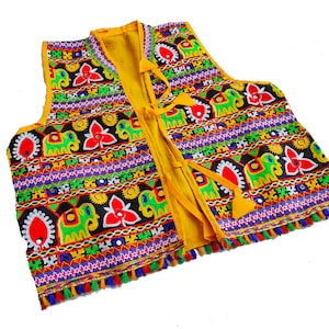 Vintage Banjara Embroidered Vest: Tribal Kutch Boho Jacket