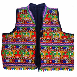 Vintage Banjara Embroidered Vest: Tribal Kutch Zari Waistcoat