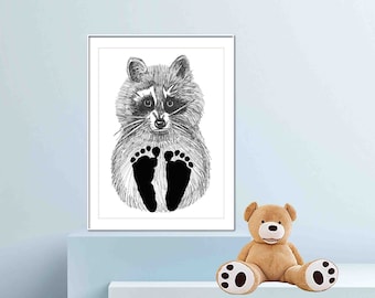 BABY FOOTPRINT ART - Raccoon