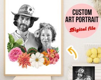 Custom portrait from photo - DIGITAL FILE | photo art | collage art | custom photo gift | personalised portrait