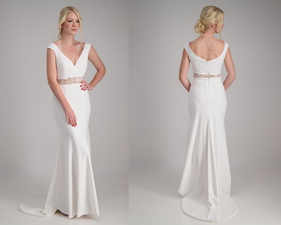 Fit And Flare Wedding Dress Simple Fitted Wedding Dress Etsy
