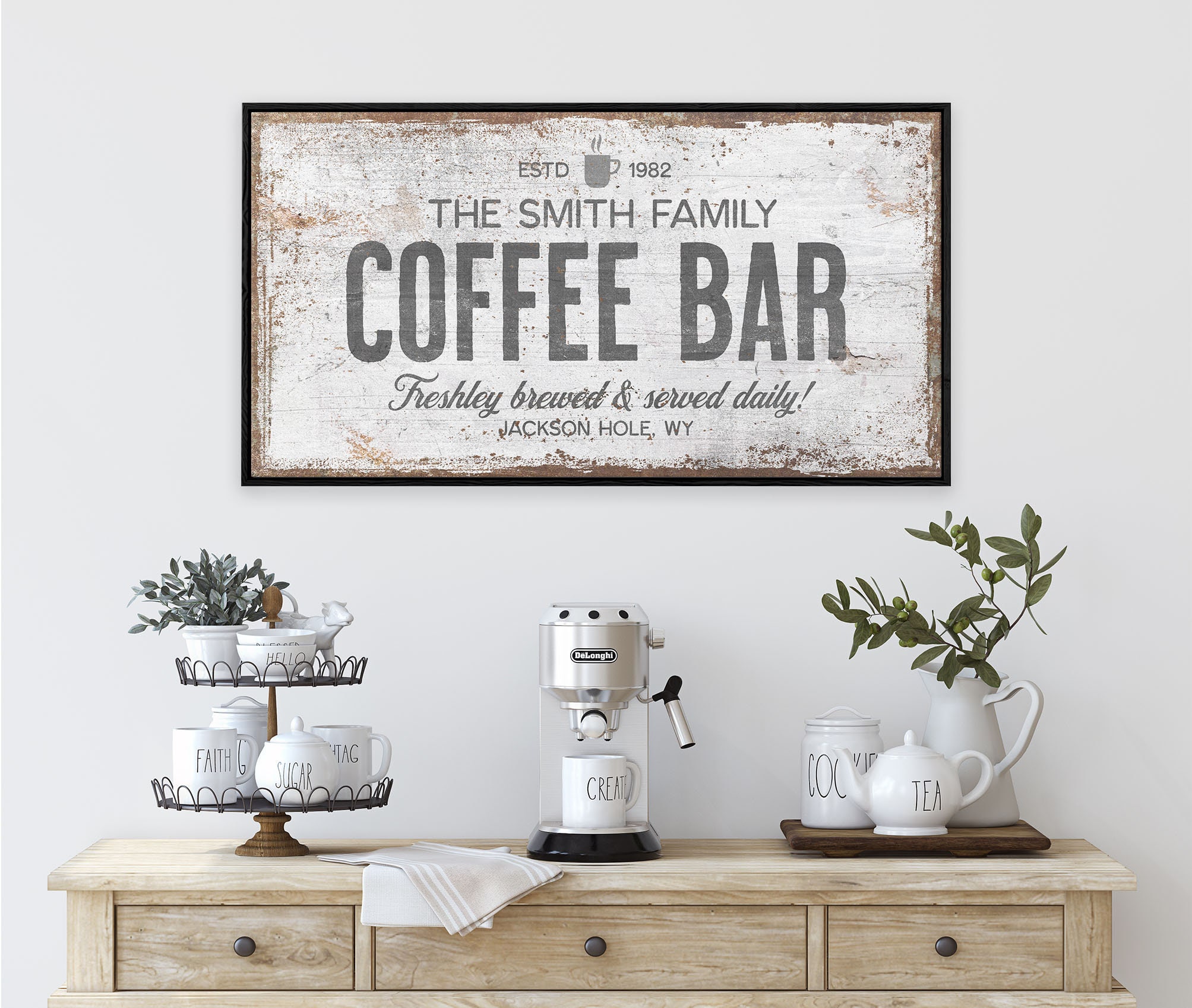Vintage Coffee Sign Personalized Kitchen Sign Kitchen Etsy UK