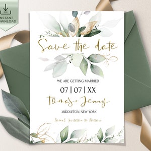 Sage Green Save the Date Template | Save the Date Invite | Simple Save the Date | Boho Save the Date Cards | Editable Template | ISABELLA