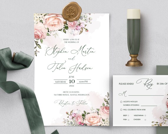 Free Floral Monogram Wedding Invitation Templates For Word