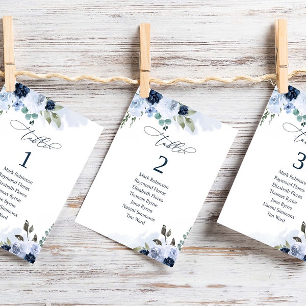 MRIA Light blue Seating Chart Template, Baby Blue Seating Chart Card, seating Chart Wedding Template, Wedding Seating chart sign