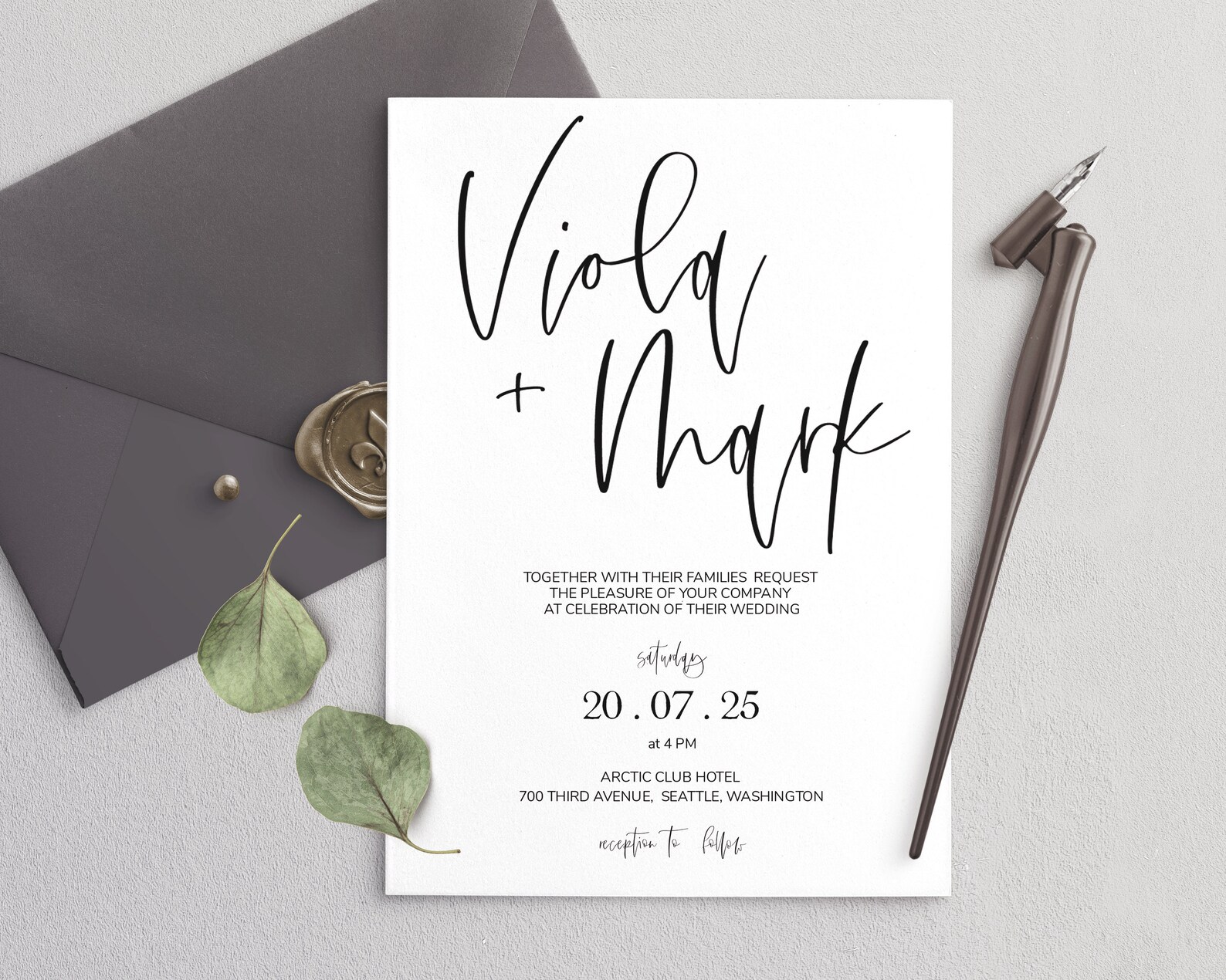 Minimalist Wedding Invitation and Rsvp Download Wedding | Etsy