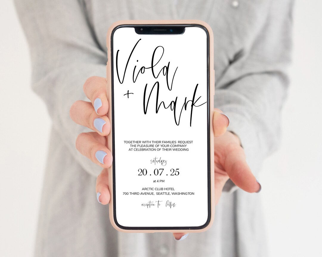 Minimalist Wedding Digital Invitation Iphone Evite Digital Etsy