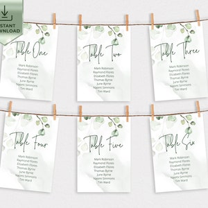 Greenery Seating Chart Template Seating Chart Wedding Template