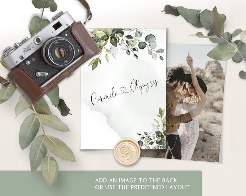 AMELIA Editable Wedding Invitation Set Template Greenery Leaves, Printable, DIY We do Bundle invitation, Eucalyptus Invite set, DIY image 9