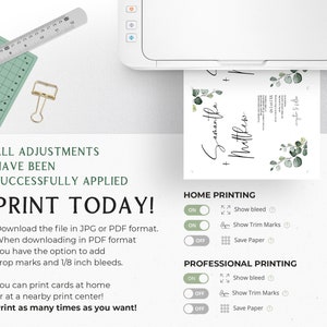 Minimalist Wedding Invitation Suite Template, Greenery Wedding Invites Bundle, Printable Wedding invitation Set, Instant download DIY EVA image 5