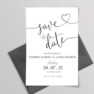 Minimalist Save The Date Template, Modern Save our Date Digital Download, Fancy Save the Date, Printable Diy, Save Our Date Card | GRACE