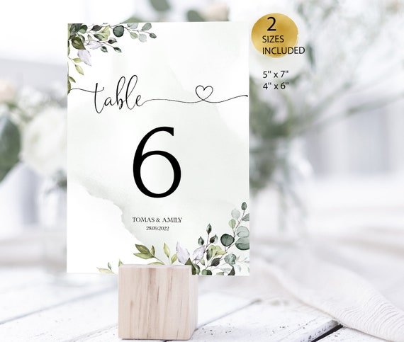 Amelia Editable Eucalyptus Wedding Table Number Template Etsy