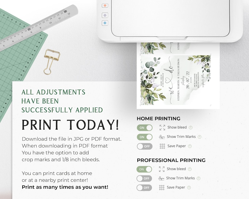 AMELIA Editable Wedding Invitation Set Template Greenery Leaves, Printable, DIY We do Bundle invitation, Eucalyptus Invite set, DIY image 10