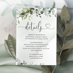 AMELIA Editable Wedding Invitation Set Template Greenery Leaves, Printable, DIY We do Bundle invitation, Eucalyptus Invite set, DIY image 5