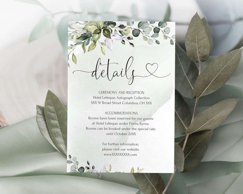 AMELIA Editable Wedding Invitation Set Template Greenery Leaves, Printable, DIY We do Bundle invitation, Eucalyptus Invite set, DIY image 5
