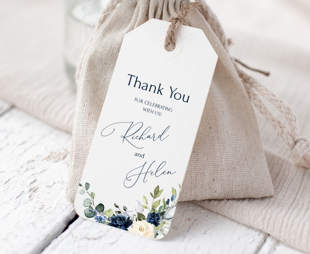 OCEAN Blue Navy Wedding Tags Template, Editable Tags, INSTANT Download ...