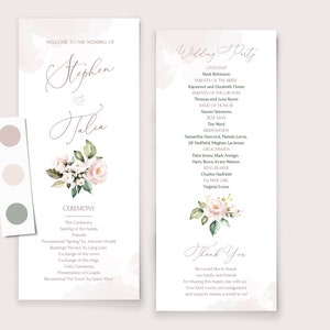 AVA Wedding Invitation Set Template Watercolor soft blush pink Flowers, Floral, Editable, Printable Bundle For Home Printing, Invites Suite image 3