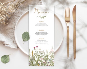 WILDFLOWERS Editable Wedding Wedding Menu Template, Wildflower Wedding Menu, INSTANT Download, Printable  Rustic Wedding Menu, Diy